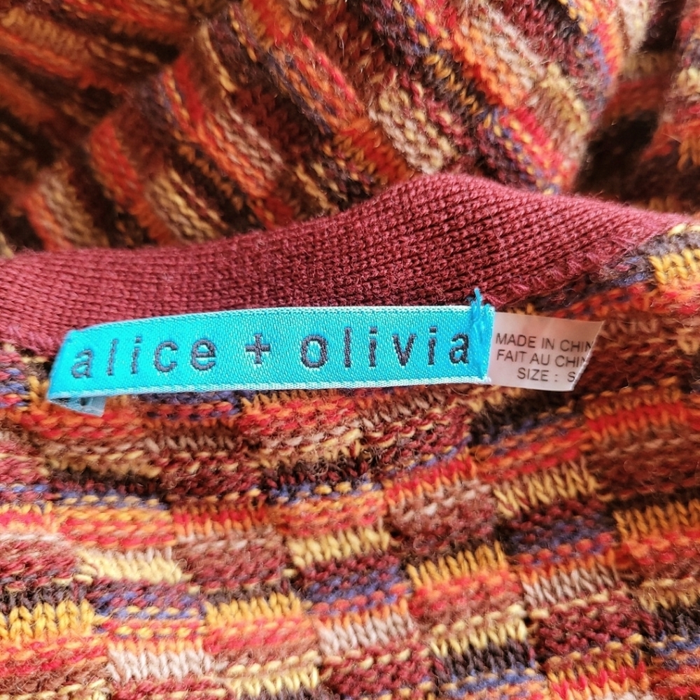 alice + olivia | Cashmere Wool Blend Rustic Multicolor Open Cardigan Small - Picture 6 of 8